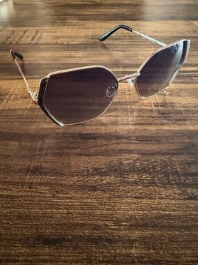 Guess Gold Frame Sunglasses with Black Temple Tips and Smoke Lenses